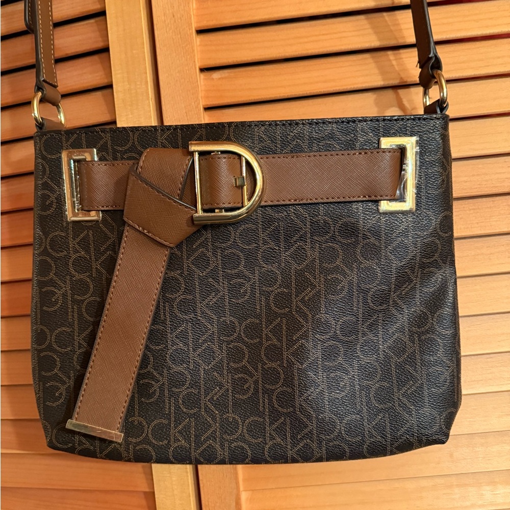Calvin Klein Dark Brown Monogram Shoulder / Crossbody Bag, used very lightly!